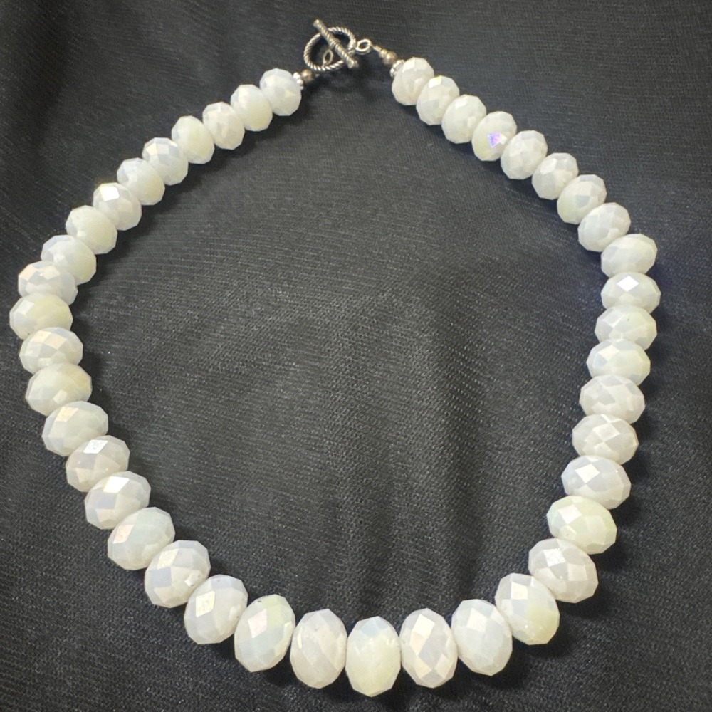 Swarovski Crystal White AB Faceted Choker Necklace Iridescent Bridal Y2K